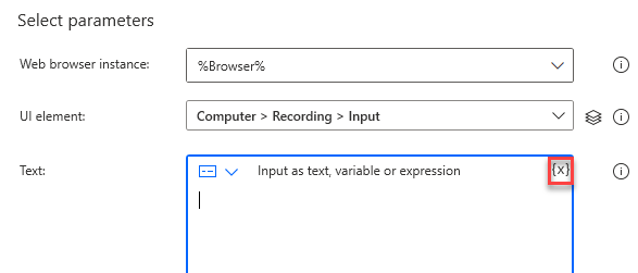 clear the value and select variable
button