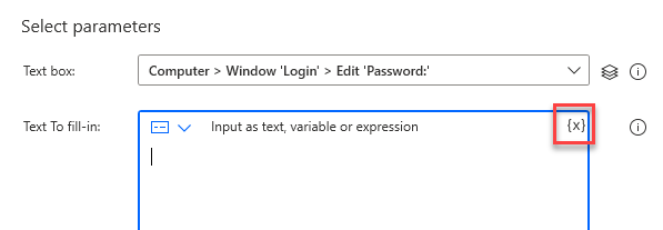 click on the variable button as
shown