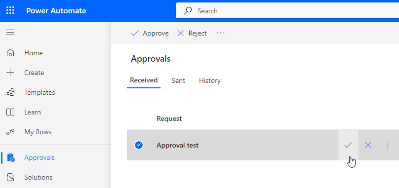 Screenshot of approvals in the portal.