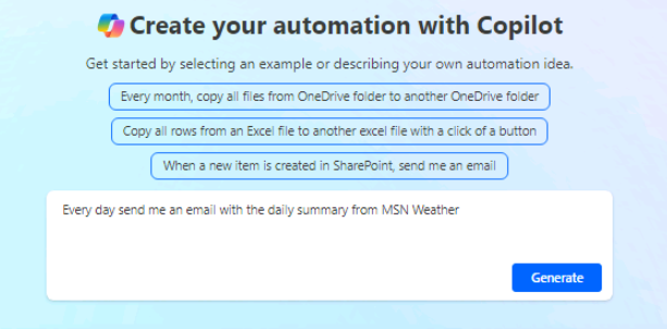 Screenshot of copilot prompt.