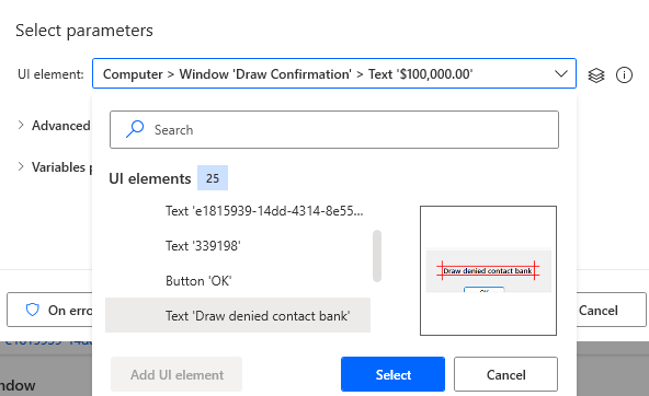 from the dropdown select the item as
described