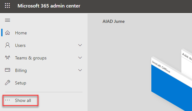 in the admin portal, select show
all