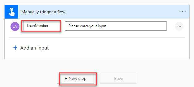 add LoanNumber and select new
step