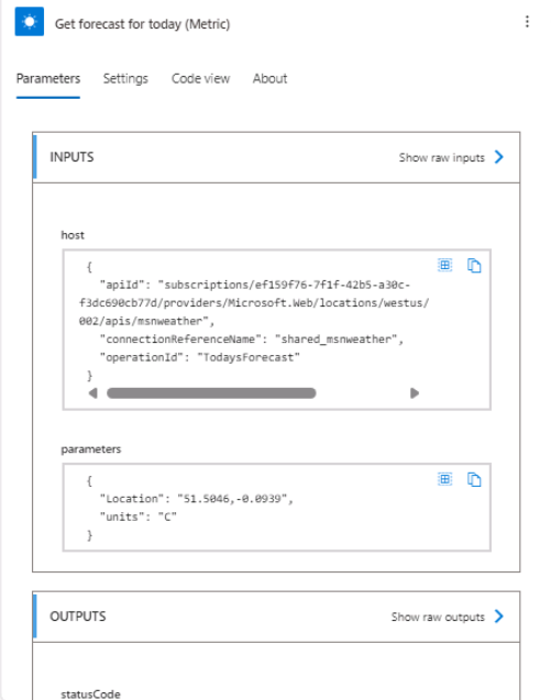 Screenshot of flow run step output.