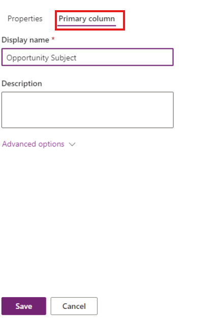 Screenshot of primary column.